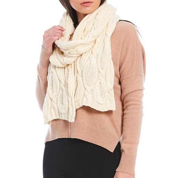 Badgley Mischka Accessories - Ivory Cable Knit Scarf by Badgley Mischka